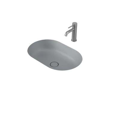 Liano II 580mm Pill Under/Over Counter Basin Matte (Special Order) In Grey By Caroma
