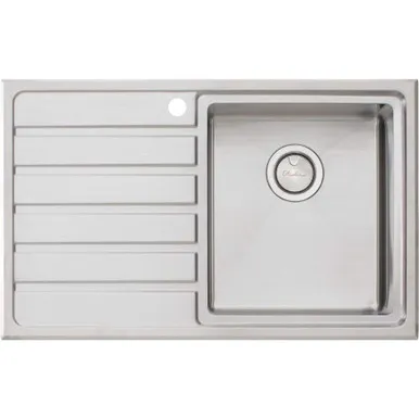 Apollo Single Right Hand Bowl Sink With Drainer 800mm X 500mm 1 Tap Hole | Made From Stainless Steel By Oliveri