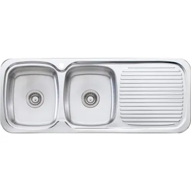 Lakeland Double Bowl Sink With Right Drainer 1 Tap Hole | Made From Stainless Steel By Oliveri