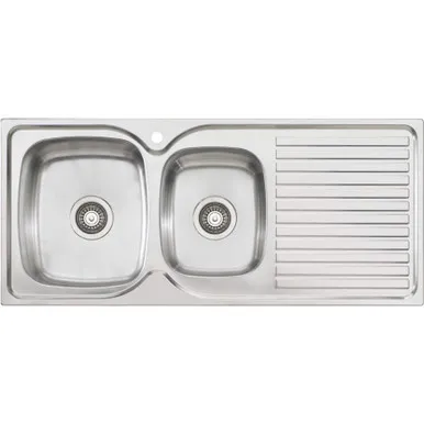 Endeavour 1 & 3/4 Bowl Topmount Sink With Drainer Left Bowl 1 Tap Hole | Made From Stainless Steel By Oliveri