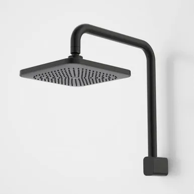 Luna Fixed Overhead Shower Square 200mm 4Star | Made From Brass In Black By Caroma