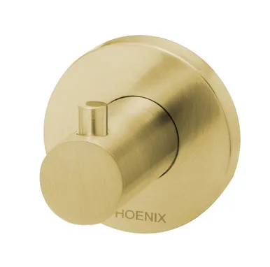 Radii Robe Hook With Round Plate Brushed In Gold By Phoenix
