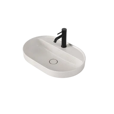 Liano II 600mm Pill Inset Basin With Tap Landing (1 Tap Hole) Matte Speckled (Special Order) In Matte White By Caroma