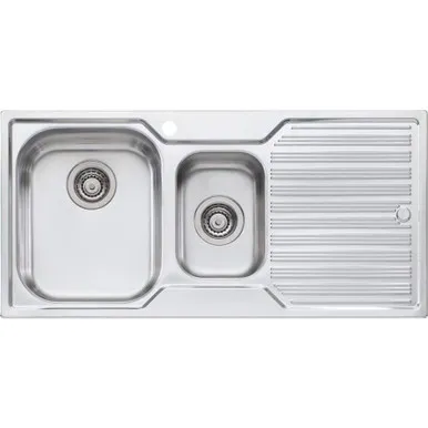 Diaz 1 & 1/2 Bowl Topmount Sink With Drainer Left Bowl 1 Tap Hole | Made From Stainless Steel By Oliveri