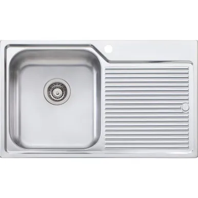 Nu-Petite Single Bowl Topmount Sink With Drainer Right Bowl 1 Tap Hole | Made From Stainless Steel By Oliveri