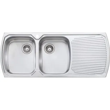 Monet Sink Left Hand Double Bowls With Drainer Mo771 1200mm X 500mm One Tap Hole Topmount Staimless Steel | Made From Stainless Steel By Oliveri