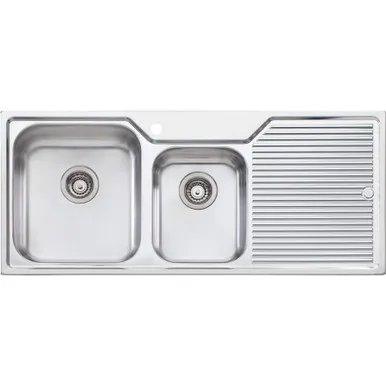 Nu-Petite 1 & 3/4 Bowl Topmount Sink With Drainer Right Bowl 1 Tap Hole | Made From Stainless Steel By Oliveri