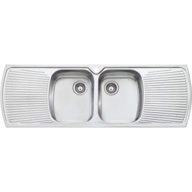 Monet Sink Double Bowl With Double Drainer Mo753 1500mm X 500mm One Tap Hole Topmount | Made From Stainless Steel By Oliveri