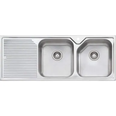 Nu-Petite Double Bowl Topmount Sink With Drainer Right Bowl 1 Tap Hole | Made From Stainless Steel By Oliveri