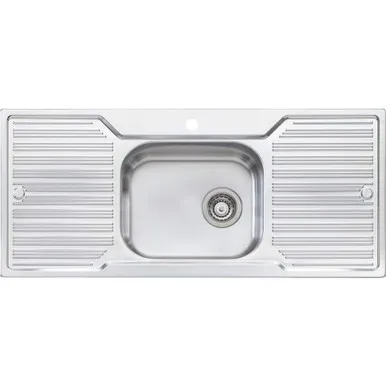 Diaz Single Bowl Topmount Sink With Double Drainer 1 Tap Hole | Made From Stainless Steel By Oliveri