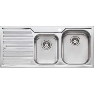 Diaz 1 & 3/4 Bowl Topmount Sink With Drainer Right Bowl 1 Tap Hole | Made From Stainless Steel By Oliveri