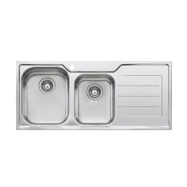 Flinders Sink 1&3/4 Left Hand Bowls With Drainer 1080mm X 480mm (Available 0 To 3 Tap Hole - Specify When Ordering) Top Mount | By Oliveri
