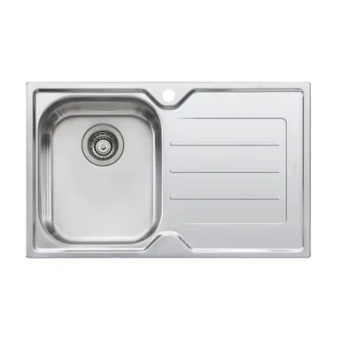 Flinders Sink Single Left Hand Bowl With Drainer 770mm X 480mm (Available 0 Or - Specify When Ordering) Top Mount | Stainless Steel By Oliveri