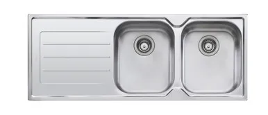 Flinders Sink Double Right Hand Bowls With Drainer 1200mm X 480mm (Available 0 Or - Specify When Ordering) Top Mount | Stainless Steel By Oliveri