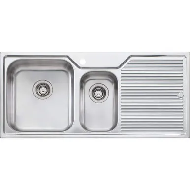 Nu-Petite 1 & 1/2 Bowl Topmount Sink With Drainer Right Bowl 1 Tap Hole | Made From Stainless Steel By Oliveri
