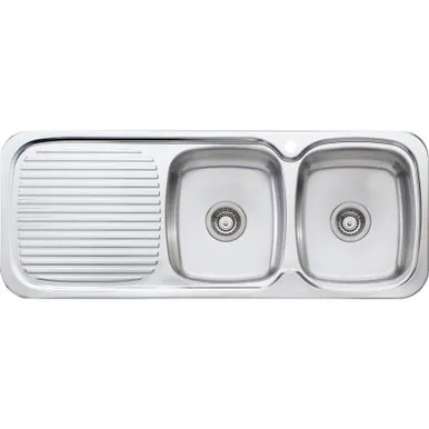 Lakeland Double Bowl Sink With Left Drainer 1 Tap Hole | Made From Stainless Steel By Oliveri