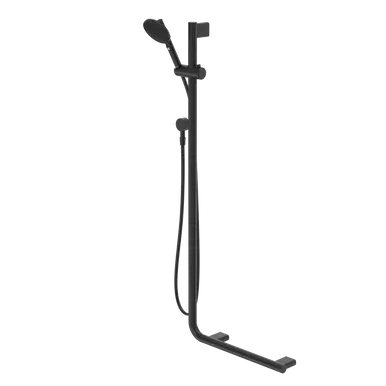 Opal Support Vjet Shower With 90 Degree Rail Left And Right In Matte Black By Caroma