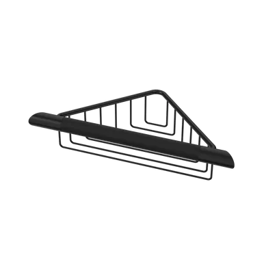 Opal Support Corner Shower Support Rail With Basket In Matte Black By Caroma