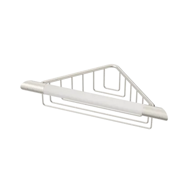 Opal Support Corner Shower Support Rail With Basket Brushed Nickel/White By Caroma