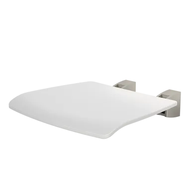 Opal Support Shower Seat Folding Brushed Nickel/White By Caroma