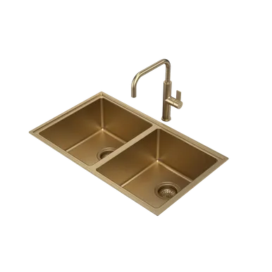 Urbane II Double Bowl Sink | Made From Brushed Brass By Caroma