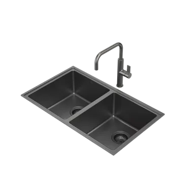 Urbane II Double Bowl Sink | Made From Gunmetal By Caroma