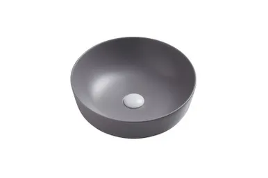 Basin Naples Above Counter Round Basin 415mm X 135mm Matte | Made From Vitreous China In Grey By Oliveri