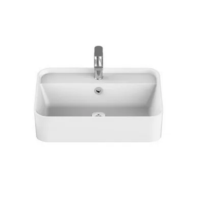 Miya Semi-Recessed Basin 550mm X 390mm X 150mm Gloss | Made From Solid Surface In White/Gloss White By ADP