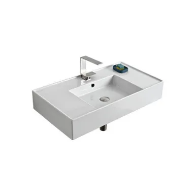 Teorema Wall Basin 810mm X 440mm X 140mm Centre Bowl Gloss | Made From Ceramic In White/Gloss White By ADP