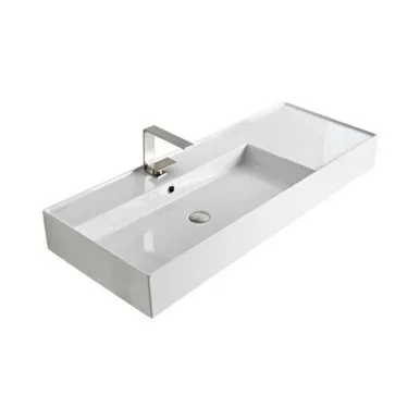 Teorema Wall Basin 1210mm X 460mm X 160mm Left Offset Bowl Gloss | Made From Ceramic In White/Gloss White By ADP