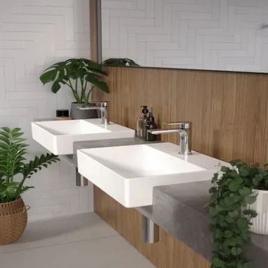Urbane II Semi-Recessed Basin 500mm X 400mm X 172mm No Overflow 1 Tap Hole | Made From Ceramic In White By Caroma
