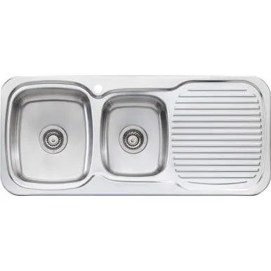 Lakeland 1 & 3/4 Bowl Sink With Drainer Left Bowl 1 Tap Hole | Made From Stainless Steel By Oliveri