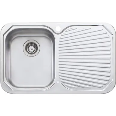 Petite Single Left Hand Bowl With Drainer Pe321 750mm X 460mm One Tap Hole Topmount | Made From Stainless Steel By Oliveri