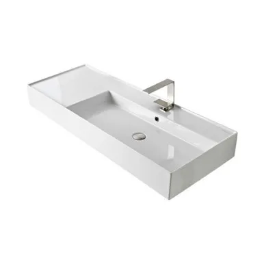 Teorema Wall Basin 1210mm X 460mm X 160mm Right Offset Bowl Gloss | Made From Ceramic In White/Gloss White By ADP