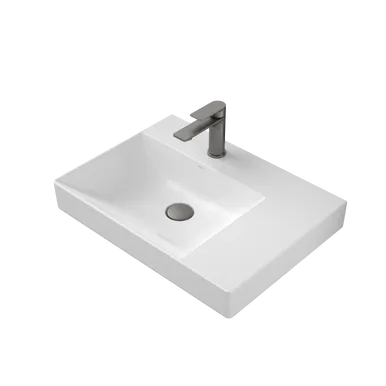 Urbane II Right Hand Shelf Wall Basin 600mm X 440mm X 187mm No Overflow 1 Tap Hole | Made From Ceramic In White By Caroma