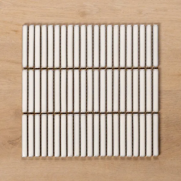 Middleton White Chalk Kit Kat Porcelain Mosaic Tile 12x92mm