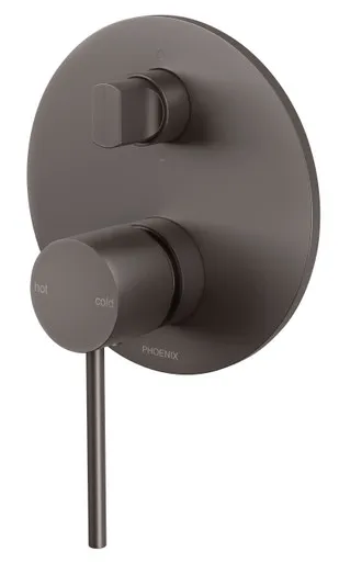 Vivid Slimline Wall Bath & Shower Diverter Mixer | Made From Brass In Gunmetal By Phoenix