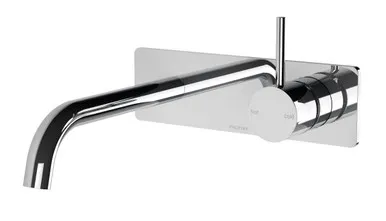 Vivid Slimline Wall Bath Or Basin Mixer Set (Handle Up) 175mm Spout 6Star | Made From Brass In Chrome Finish By Phoenix