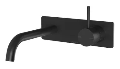 Vivid Slimline Wall Bath Or Basin Mixer Set (Handle Up) 175mm Spout 6Star | Made From Brass In Matte Black By Phoenix