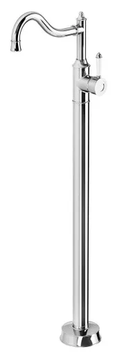 Nostalgia Floor Mounted Bath Mixer Shepherds Crook (White Handle) | Made From Brass In Chrome Finish/White By Phoenix