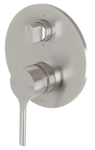 Vivid Slimline Oval Wall Bath & Shower Diverter Mixer In Brushed Nickel By Phoenix