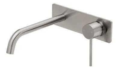 Vivid Slimline Wall Bath Mixer Set With 230mm Curved Spout In Brushed Nickel By Phoenix
