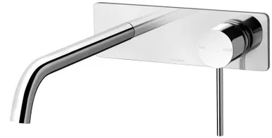 Vivid Slimline Wall Bath Mixer Set With 230mm Curved Spout Chrome In Chrome Finish By Phoenix