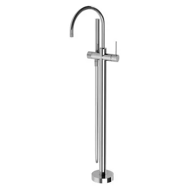 Vivid Slimline Floor Mounted Bath Mixer With Hand Shower 3Star Chrome In Chrome Finish By Phoenix