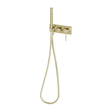 Vivid Slimline Wall Shower System 3Star Brushed In Gold By Phoenix