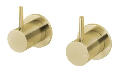 Vivid Slimline Wall Taps (Top Assemblies) 15mm Extended Spindles Brushed (Pair) In Gold By Phoenix