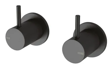 Vivid Slimline Wall Taps (Top Assemblies) 15mm Extended Spindles (Pair) In Matte Black By Phoenix