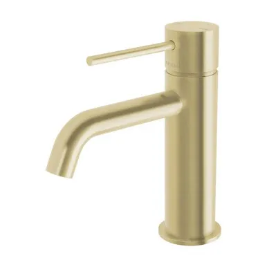 Vivid Slimline Hob Basin Mixer (Curved Spout) 6Star Brushed In Gold By Phoenix