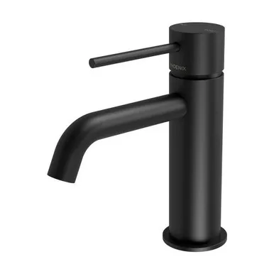 Vivid Slimline Hob Basin Mixer (Curved Spout) 6Star In Matte Black By Phoenix