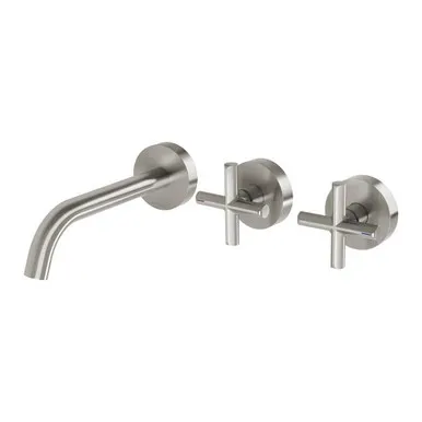 Vivid Slimline Plus Wall Bath Or Basin Set 180mm Outlet 5Star In Brushed Nickel By Phoenix